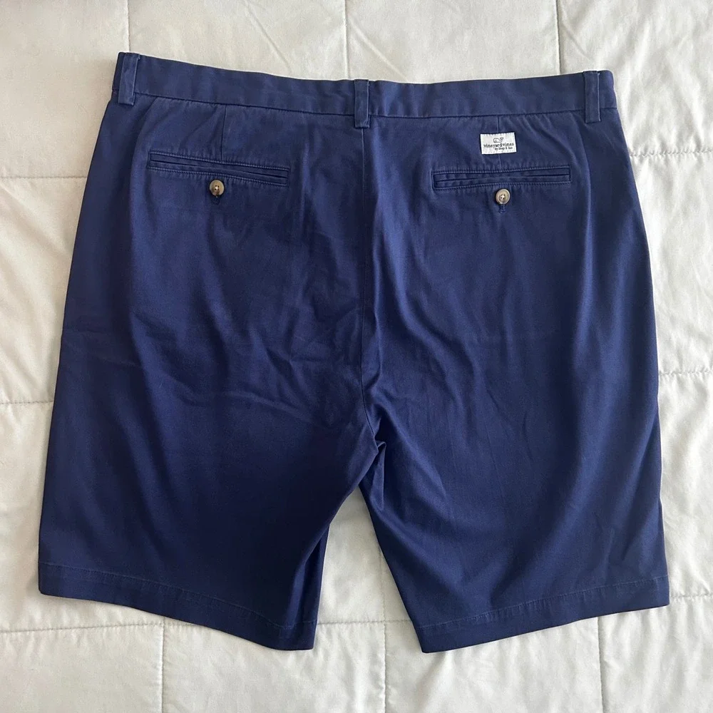 Vineyard Vines Mens Breaker Shorts Navy Blue Chino Stretch Size 38 Flat Front